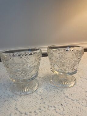 Vintage Glass Pedestal Dessert Cups - Set of 2 hazel atlas sherbet cups